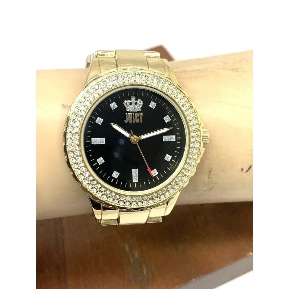 Juicy By Juicy Couture Women's Watch JC/5000 Quartz Black Gold Tone Steel 38mm